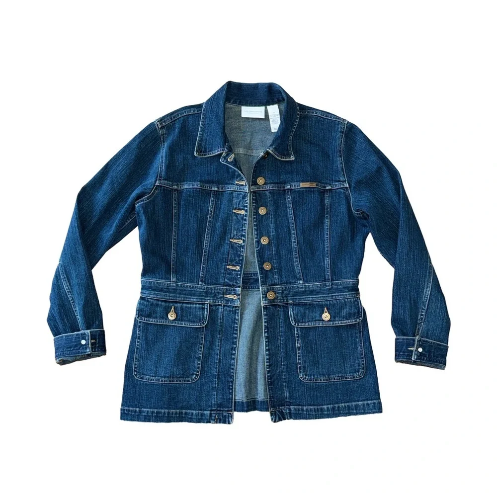 Liz Claiborne Blue Denim Jacket (Size Medium) - Picture 2 of 4